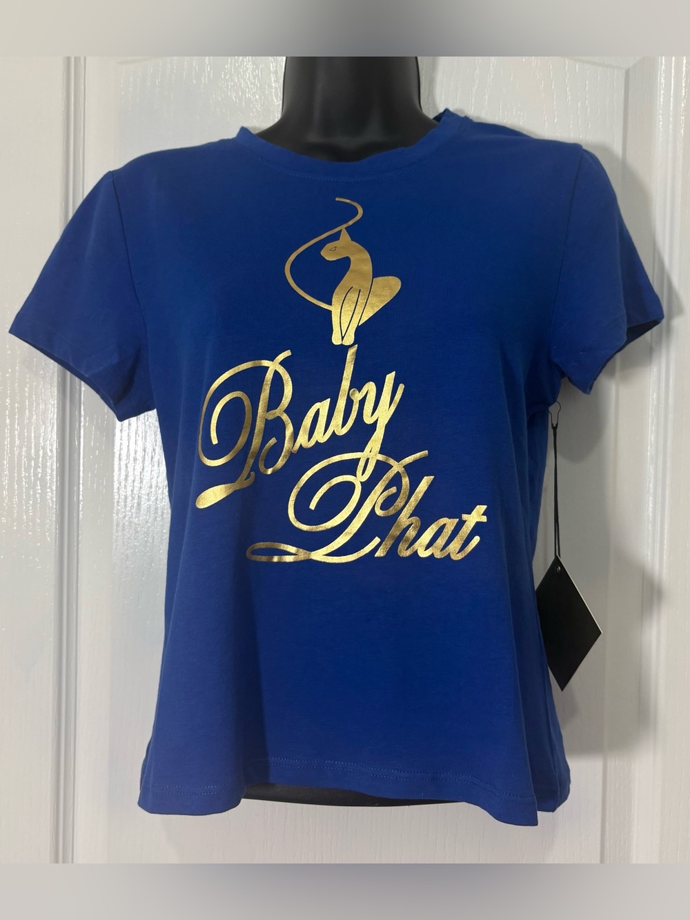 Baby Phat Blue Gold Logo Graphic Tee Women’s Medium  Y2K Short Sleeve T-Shirt